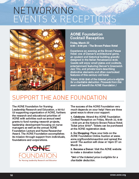 AONE 2013 Conference Brochure Inside Page Design