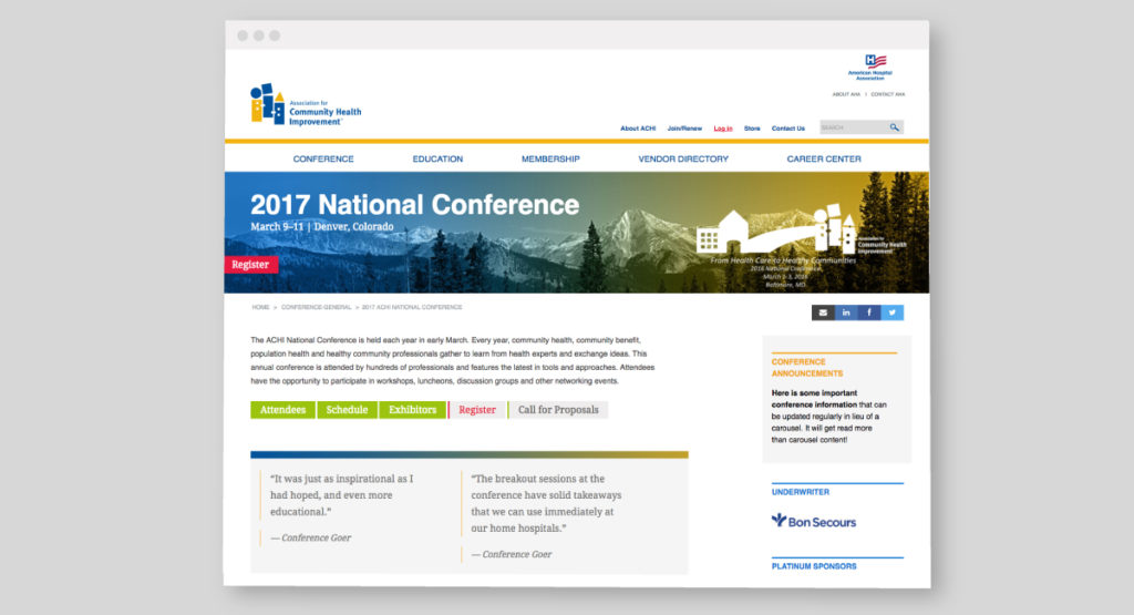 ACHI Annual Conference Website hughes design communications