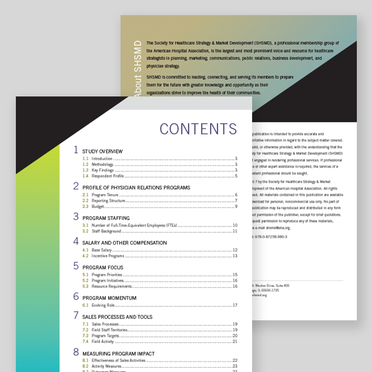 SHSMD Physician Relations Report Design Pages