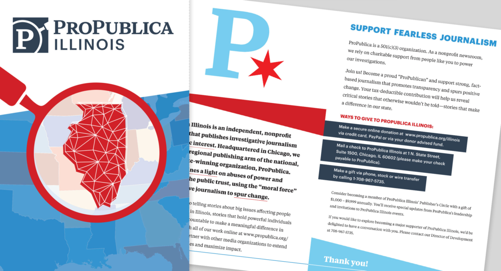 Fundraising Brochure Design for ProPublica Illinois by Hughes Design|Communications