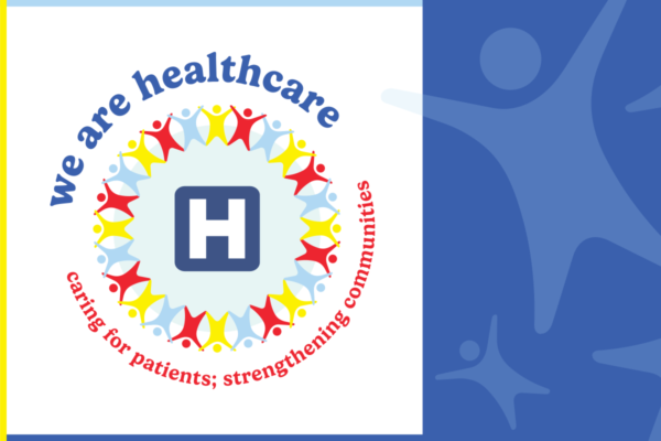 Logo for American Hospital Association's #WeAreHealthCare campaign by Hughes Design in Chicago