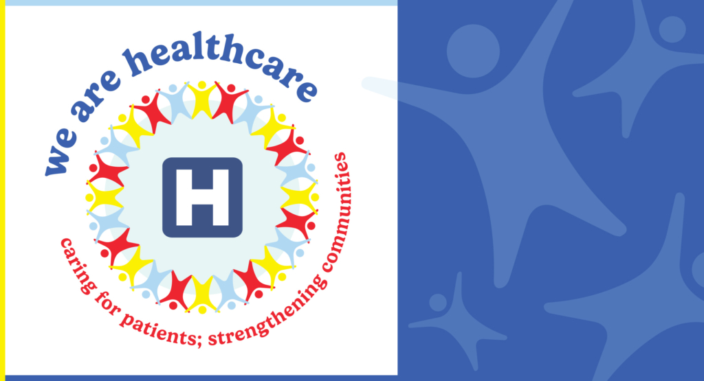 Logo for American Hospital Association's #WeAreHealthCare campaign by Hughes Design in Chicago