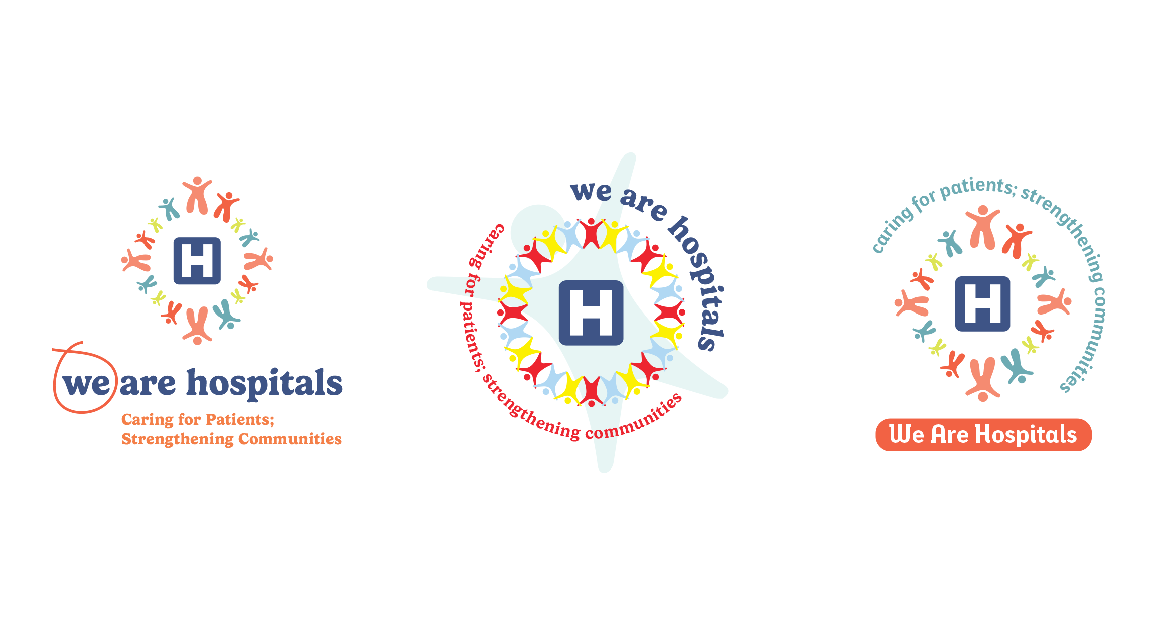 AHA #WeAreHealthCare early logo versions, design by Hughes Design in Chicago