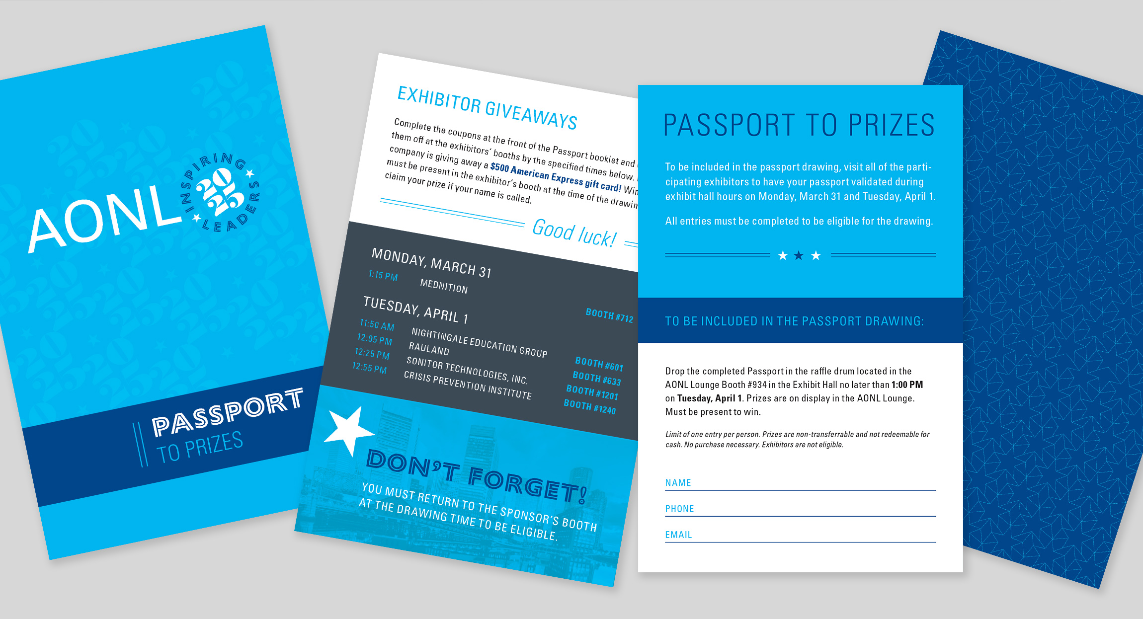 AONL 2025 Annual Conference Passport to Prizes, design by Hughes Design Chicago