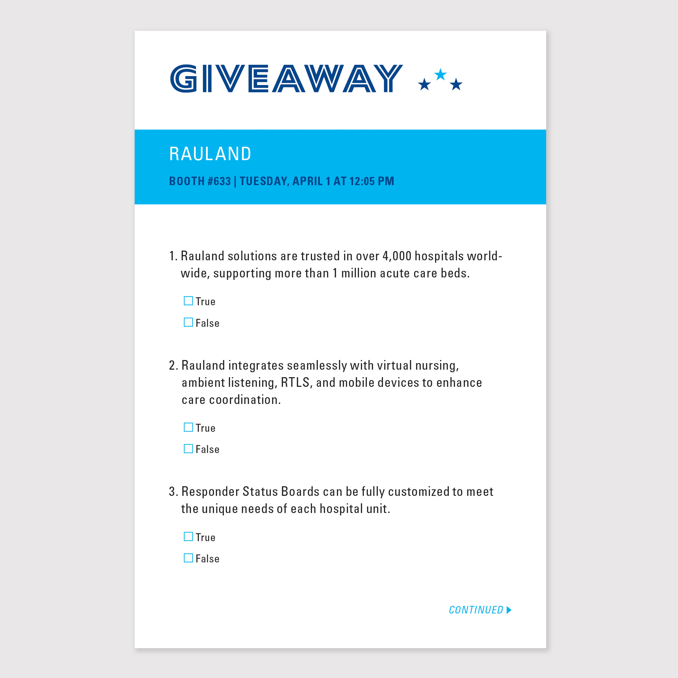 Giveaway page of AONL 2025 Annual Conference Passport to Prizes, design by Hughes Design Chicago