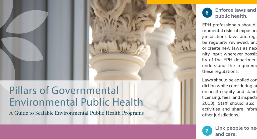 Report design for Pillars of Environmental Public Health for National Environmental Health Association